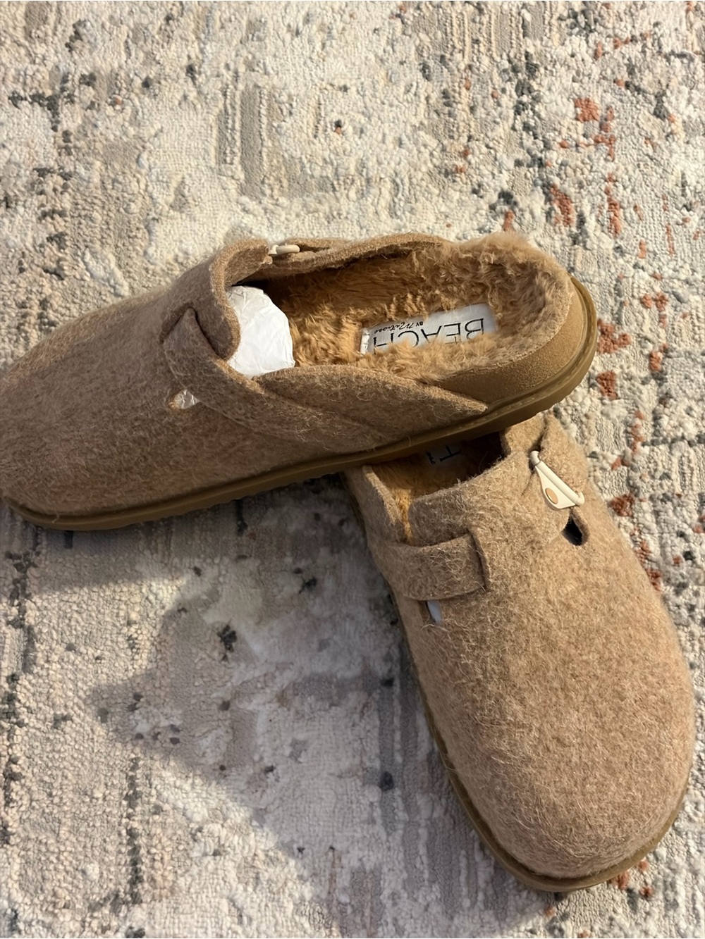 BEACH Cozy Wool-Blend Mule clogs in Light Brown